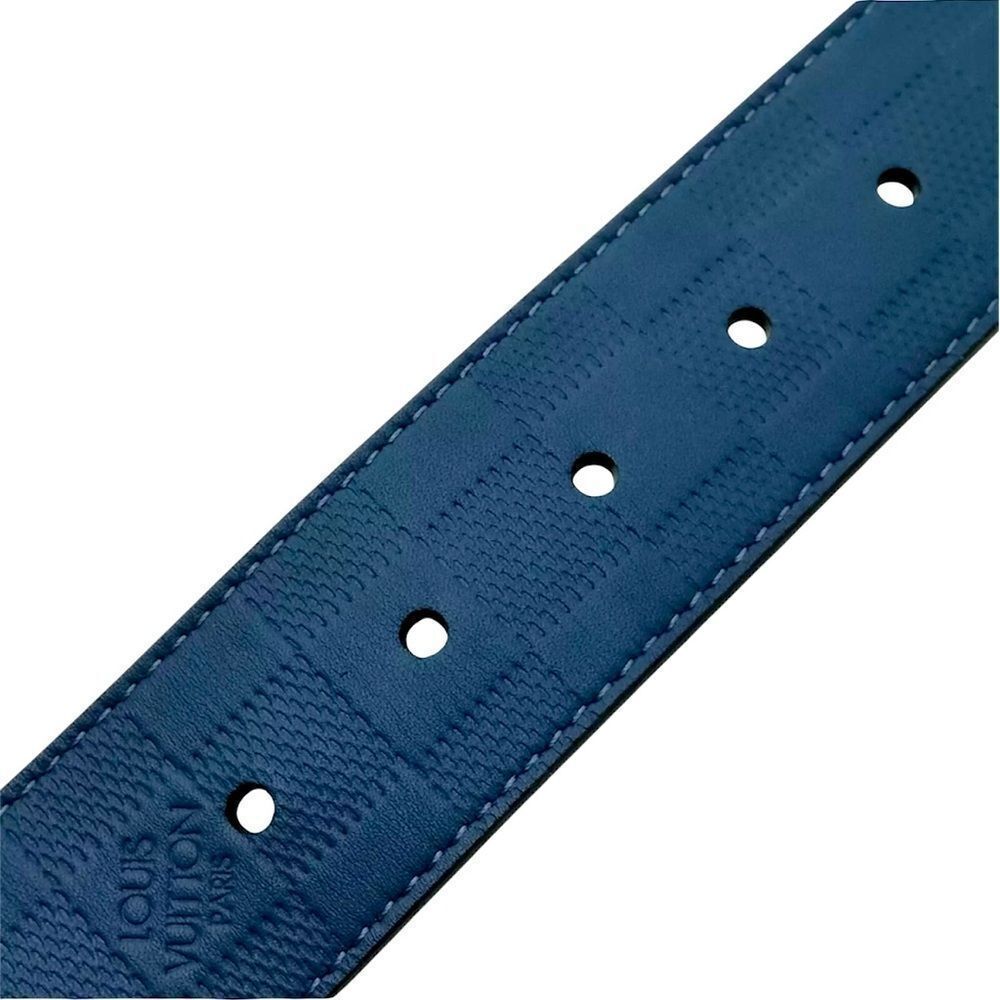 NEW Auth Louis Vuitton Blue Leather Damier Infini Belt Men’s Size 90 Very Good - Picture 4 of 11